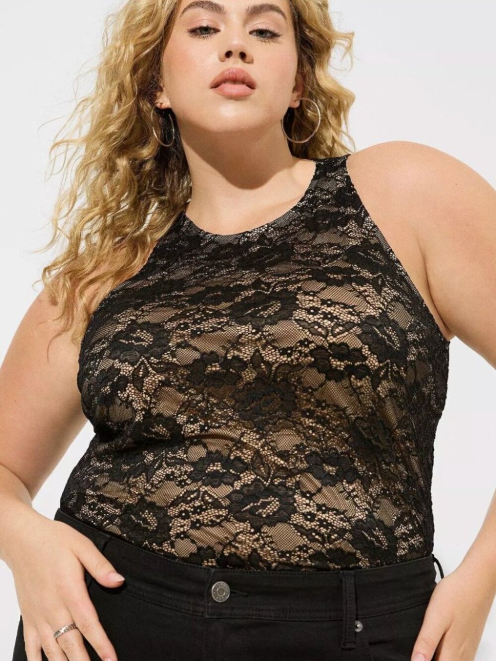 NWT Torrid Stretch Lace High Neck Tank Size 2 - Picture 2 of 6